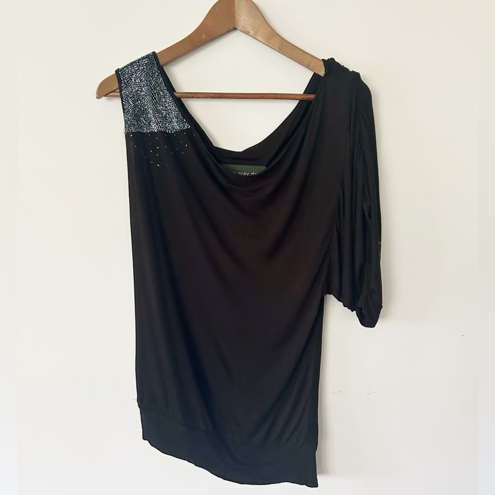 NWT Women’s One Grey Day Beaded Tunic, Black, Size Small
